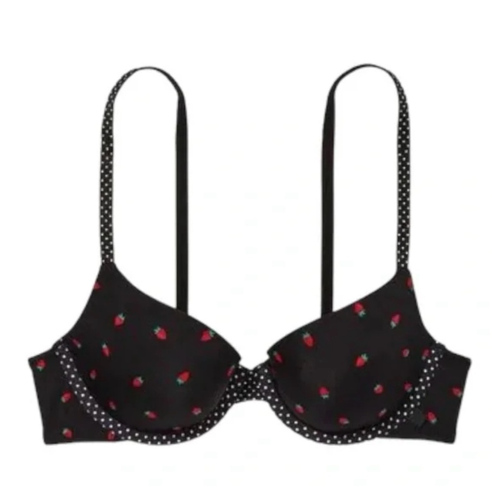 Victoria's Secret Black Bra with Red Floral Accents